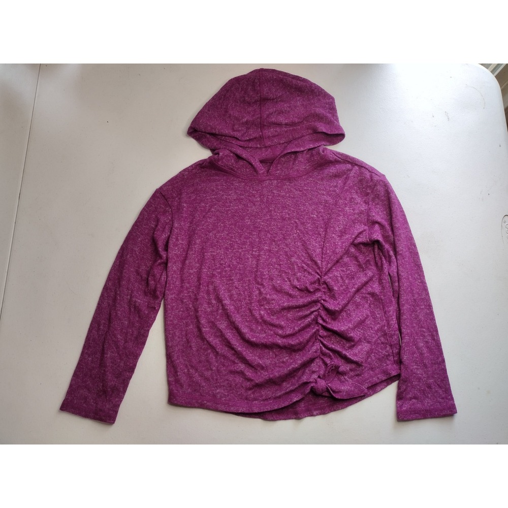 Dip‎ Girls Purple Marled Long Sleeve Ruched Side Tie Pullover Hoodie Size M 8-10